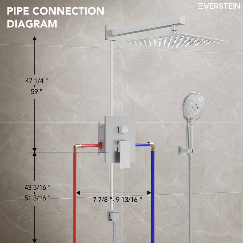 High-Pressure Rain Shower System, Shower Faucet Set 10" Rainfall Shower Head with 3-Function Handheld Spray