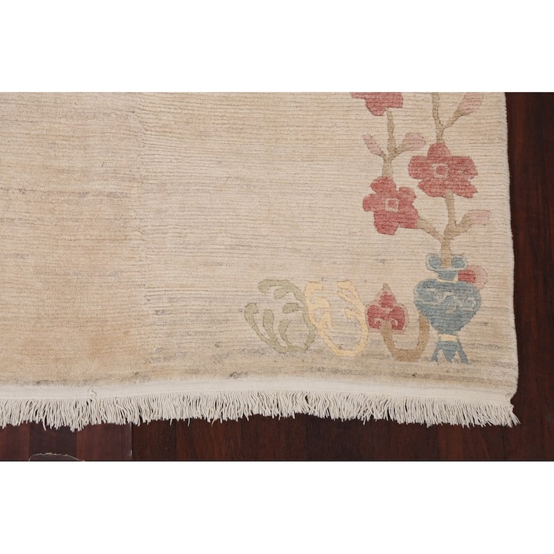 Vegetable Dye Nature Print Nepalese Wool Area Rug Hand-knotted Carpet - 5'6" x 7'7"