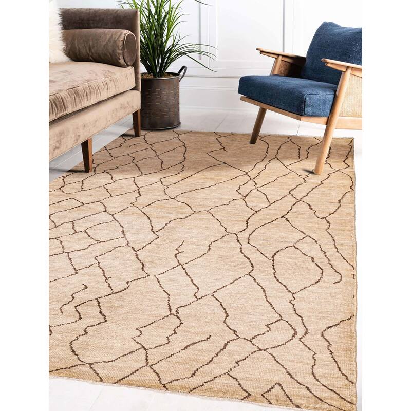 ECARPETGALLERY Hand-knotted Mystique Ivory Wool Rug - 6'1 x 9'0