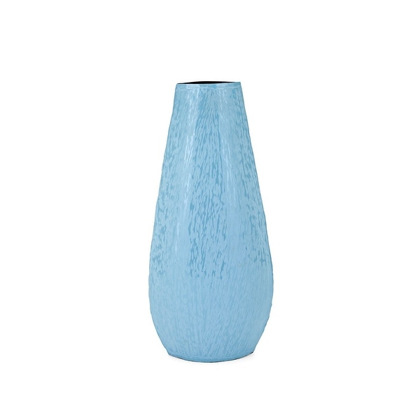 16" Blue Enamel Finish Vase Tabletop Decor - N/A