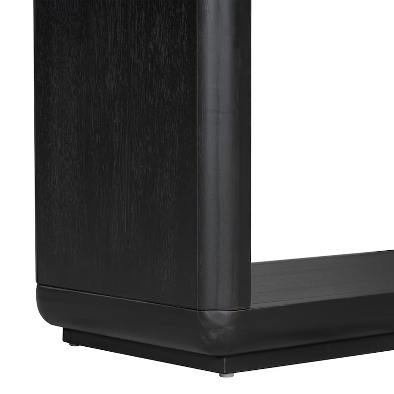 Elegant Minimalist Console Table with Curved Corners, Natural Wood Veneer, U-Base Design for Easy Placement, Simple Assembly