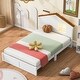 preview thumbnail 26 of 46, Bedroom Solid Wood Platform Bed House-Shaped Headboard Walnut Roof with LED Window Bed Frame Platform No Box Spring Needed
