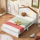 preview thumbnail 3 of 10, White Twin Size Wood Bed with House Headboard & LED Light