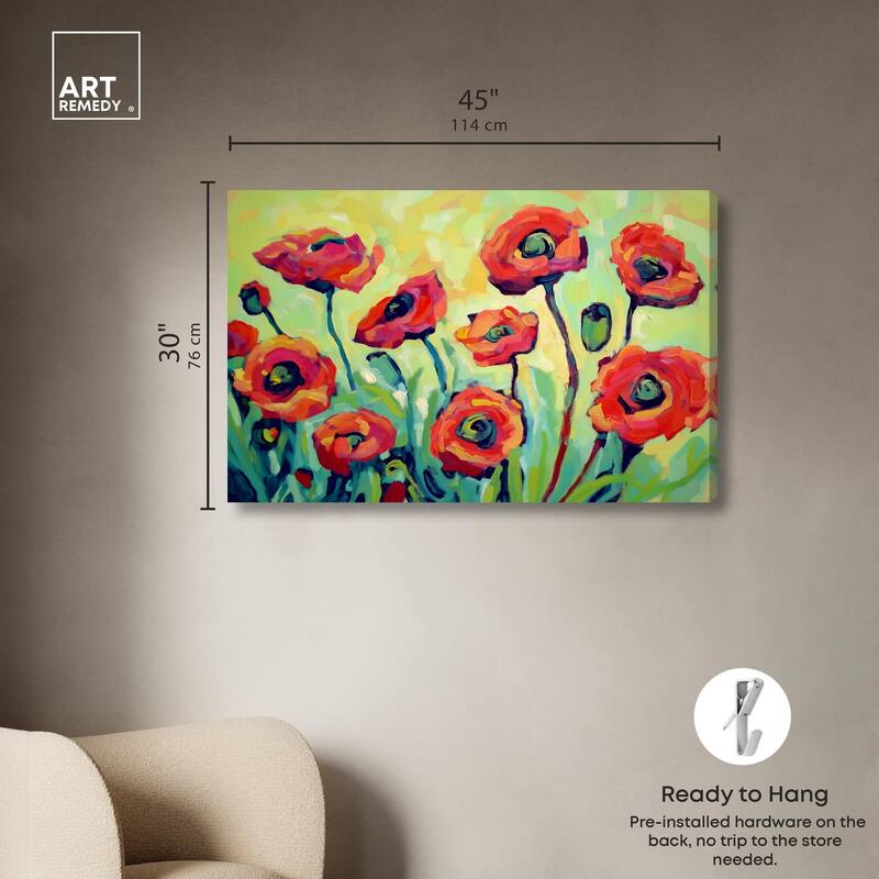 Red Poppy Field I Canvas by Art Remedy, Gallery Wrapped