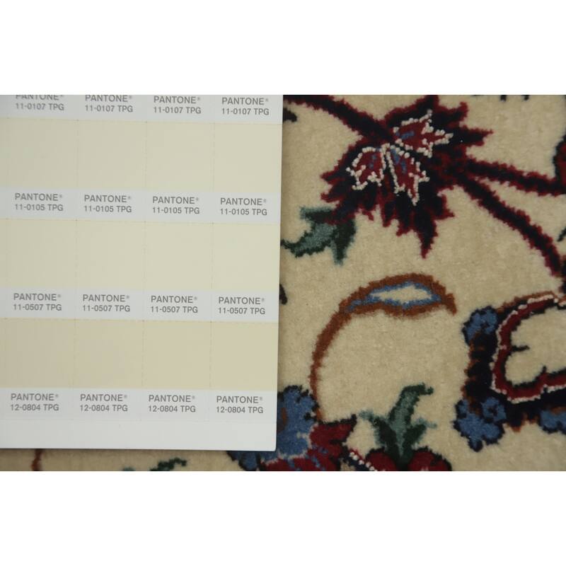 Hand Knotted Oriental 100% Kork Wool Carpet Traditional Floral Beige & Ivories Isfahan Area Rug - 10' 7'' X 6' 7''