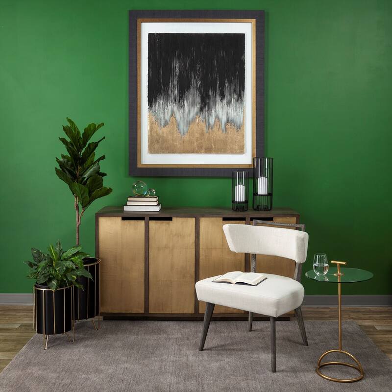 Pianta Black Metal Insert w/Brass Frame Plant Stands