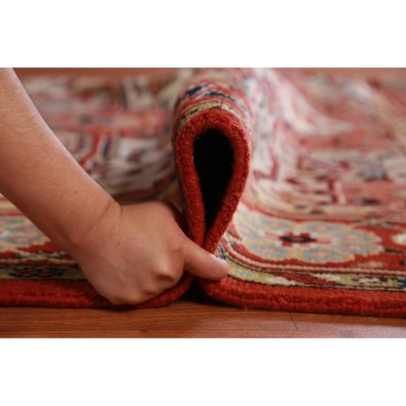 Hand Knotted Oriental 100% Wool Carpet Traditional Medallion Beige & Ivories Heriz (serapi) Area Rug - 10' 3'' X 7' 8''