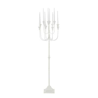 Metal Taper 12 Slot Candelabra - White - Roche River Decor - 16"W x 16"L x 52"H