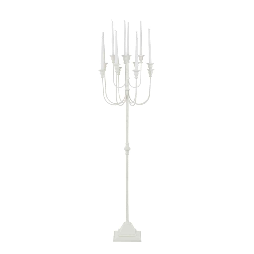 Metal Taper 12 Slot Candelabra - White - Roche River Decor - 16"W x 16"L x 52"H