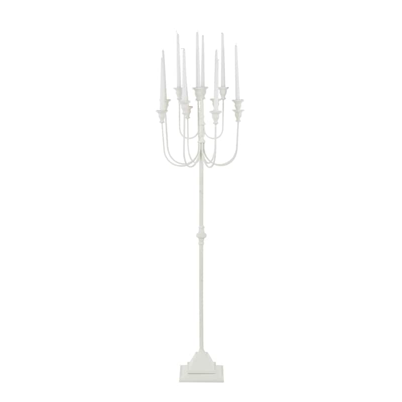 White Metal Taper 12 Slot Decorative Candelabra - 16"W x 16"L x 52"H