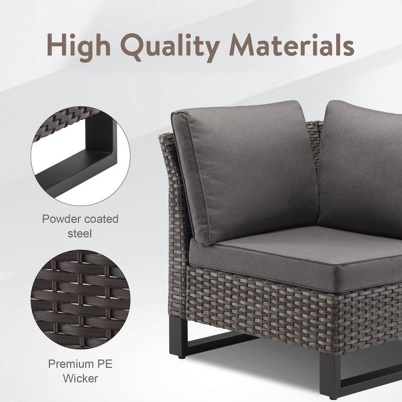 Gymojoy L-Shaped Outdoor Corner Sectional Sofa 6-seats Couch Conversation Set