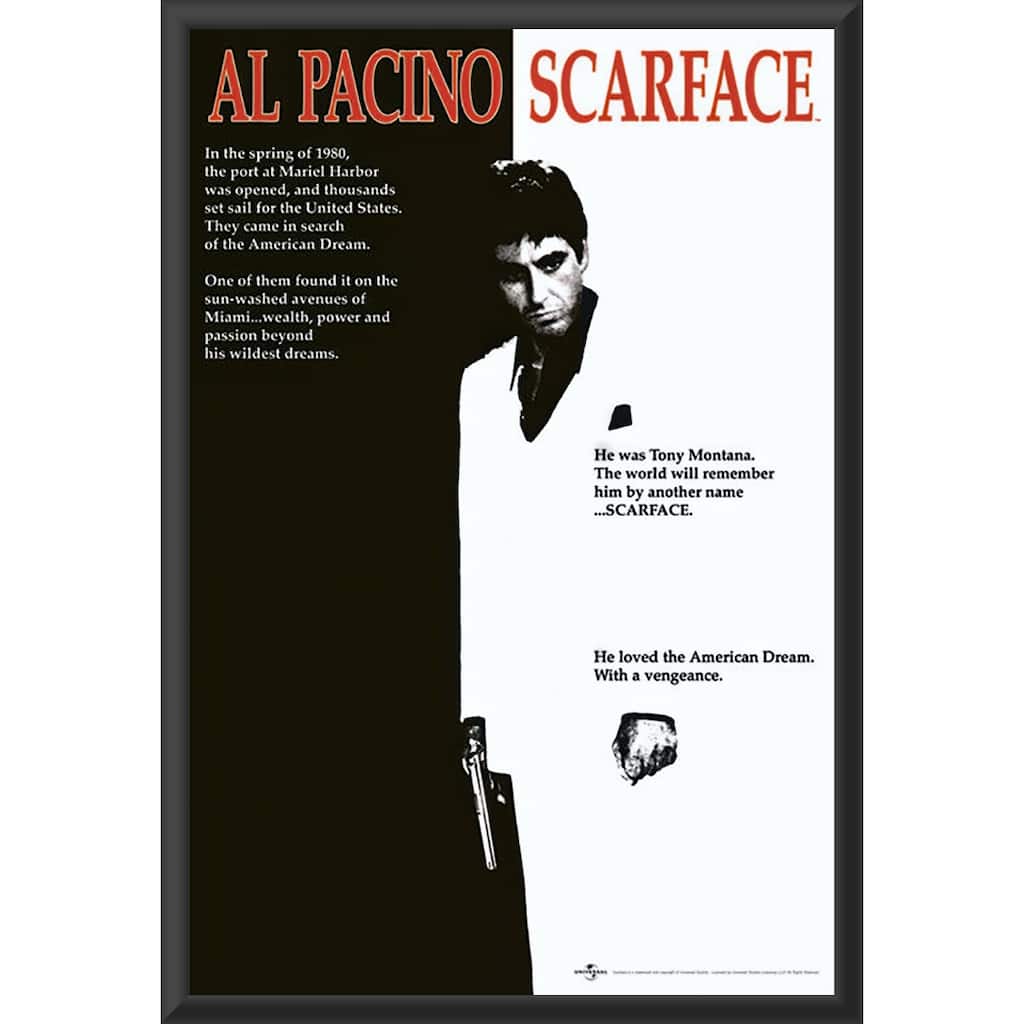Scarface Movie Poster Framed Art Poster - 24 x 36 Inch