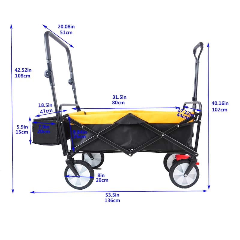 Heavy-Duty Collapsible Outdoor Utility Wagon with Drink Holder and Adjustable Handles