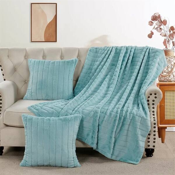 knitted throw turquoise throw blanket and pillows