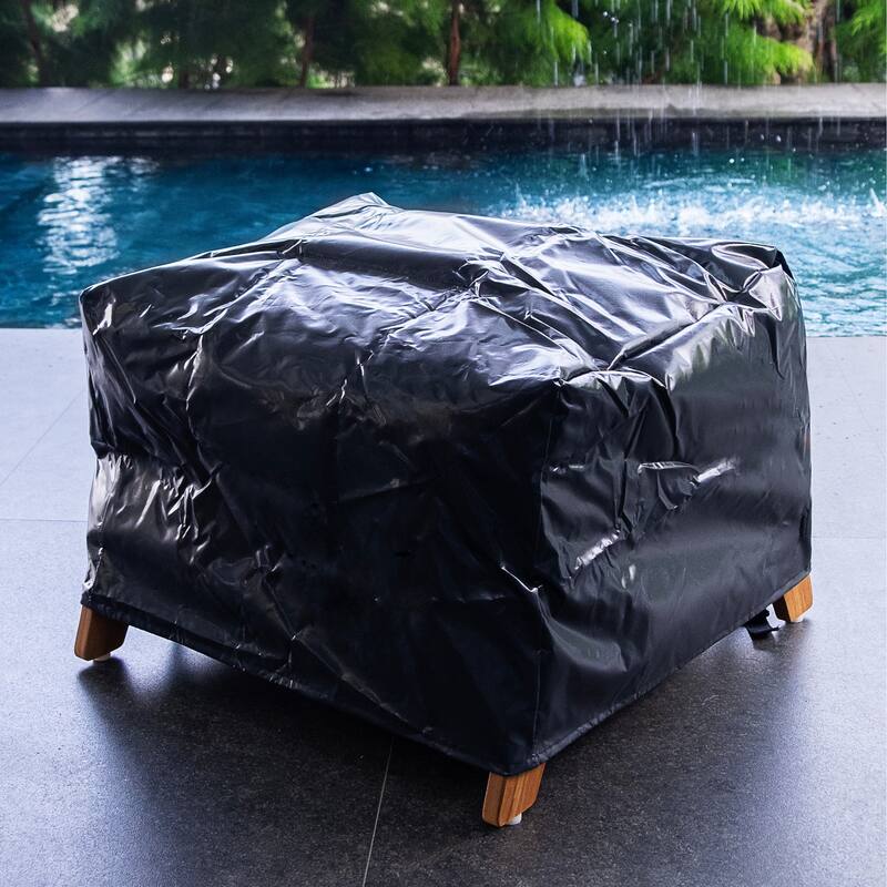 Cambridge Casual Camden Teak Outdoor Ottoman with Padded Woven Seat