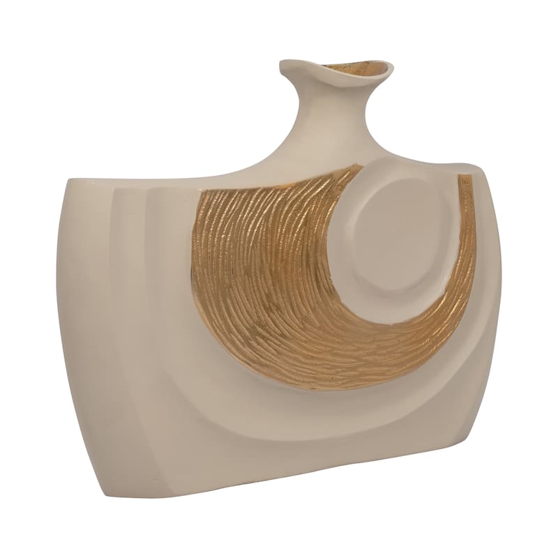Sagebrook Home Metal Gold/Nude Rectangle Embossed Swirl Vase
