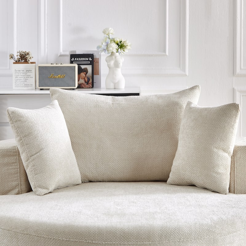 Chenille 360° Swivel Lounge Chairs with Fluffy Foam Cushion and Adjustable Backrest Pillow