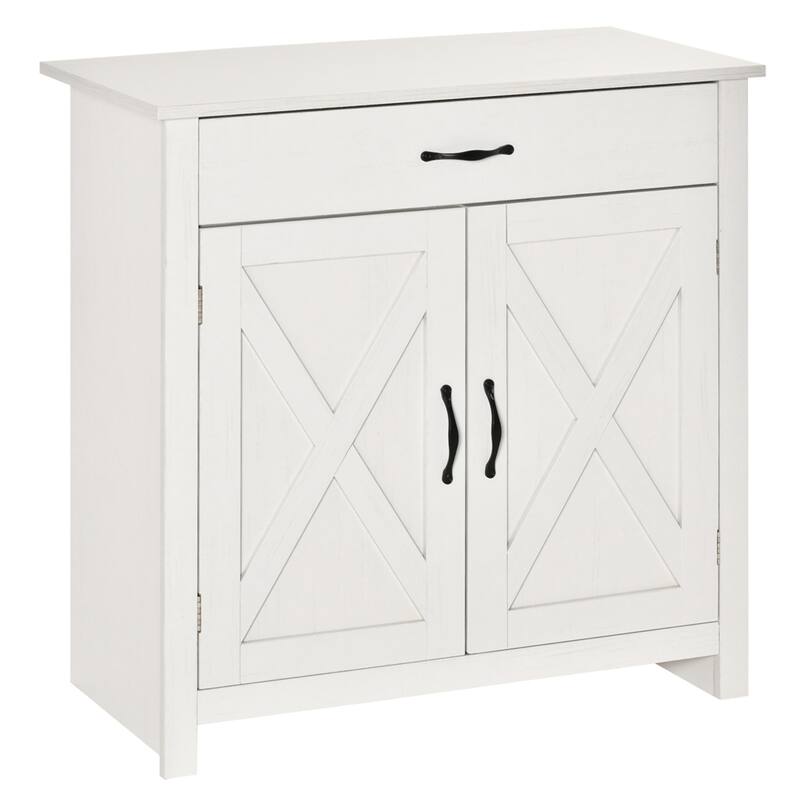32" Farmhouse Barn Door Style Sideboard Buffet Cabinet with Drawer