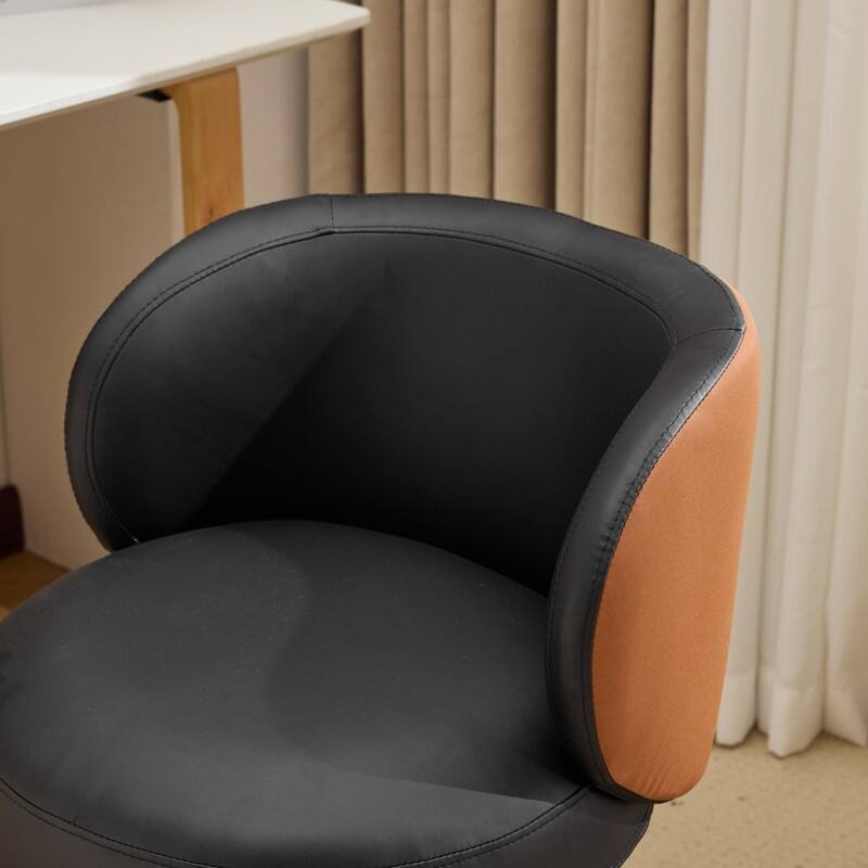 Modern PU Swivel Chair Armless Adjustable Rolling Office Desk Chair with Wheels and Backrest Support - N/A