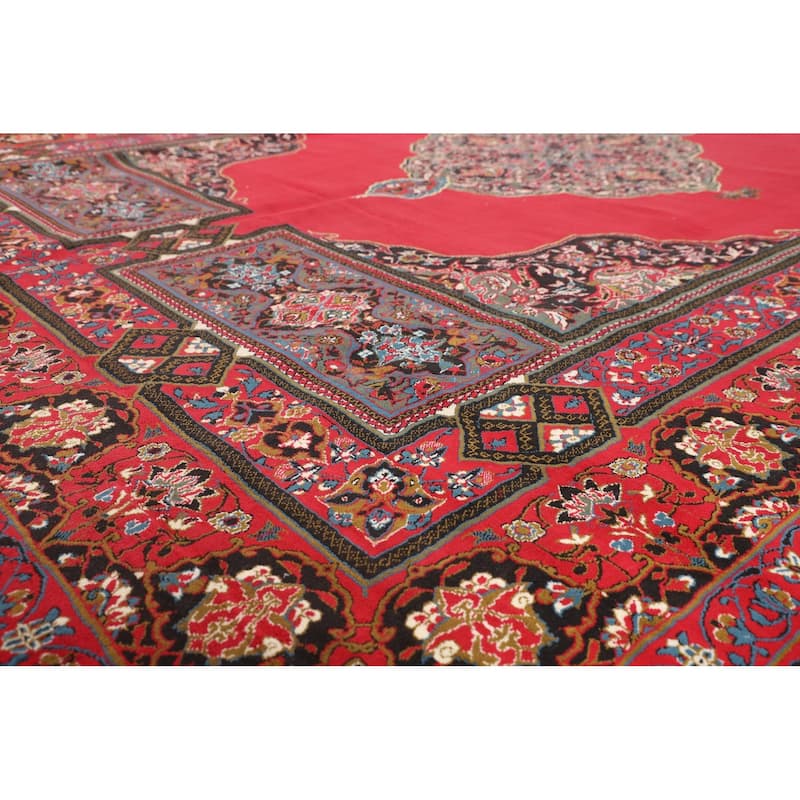Geometric Red Tabriz Turkish Area Rug Machine Made Carpet - 9'8" x 13'4"