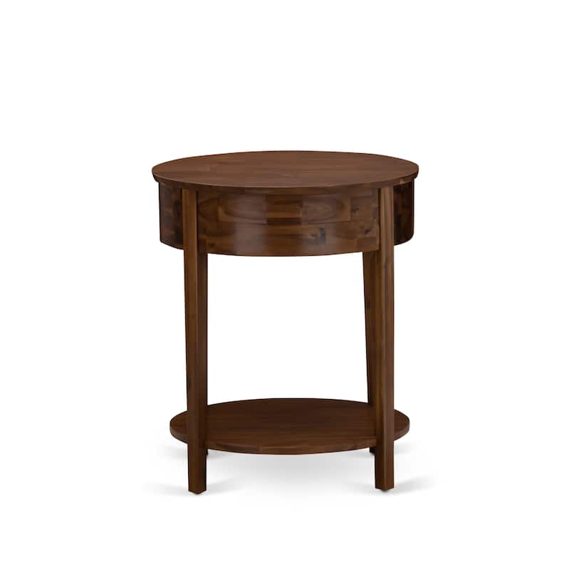 East West Furniture Mid Century Modern Nightstand with 1 Wood Drawer, Stable and Sturdy Constructed -(Finish Option)