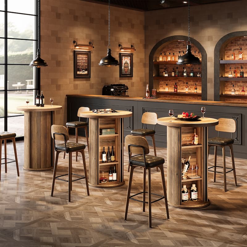 Bar Table, Hidden Storage Cocktail Table, Bistro High Top Pub Unit Kitchen Party Accent Pub Table