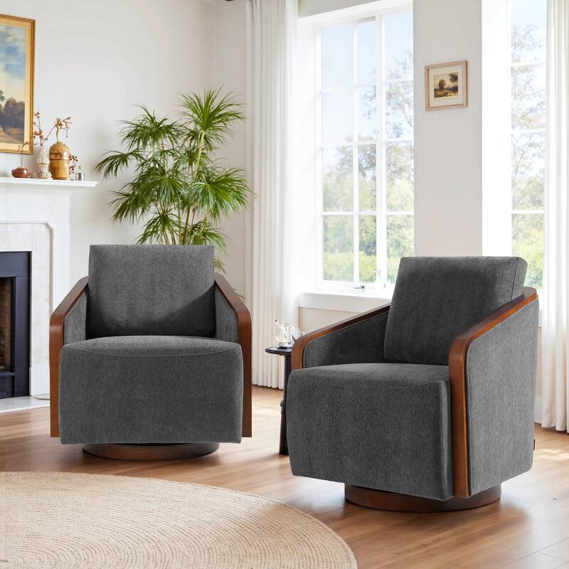 Modern Upholstered Swivel Accent Chair Set of 2