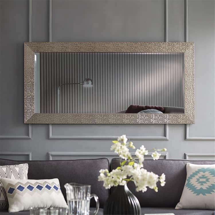 Mosaic Frame Full Length Mirror - 65.5 x 31.5 Inches, Free Standing or Wall Mounted for Living Room - Champagne