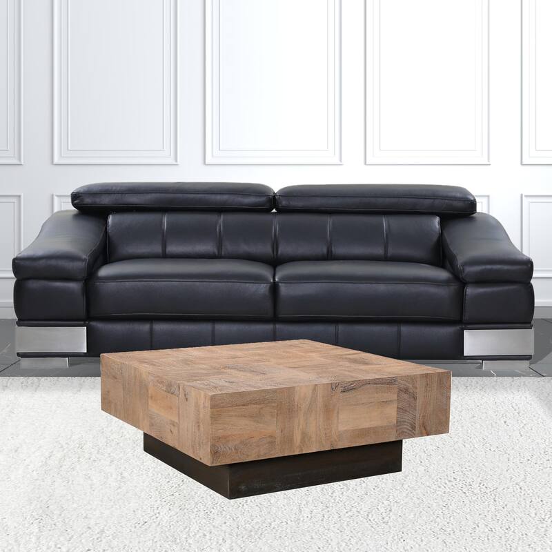 HomeRoots 40" Brown And Black Solid Wood Square Coffee Table - 40