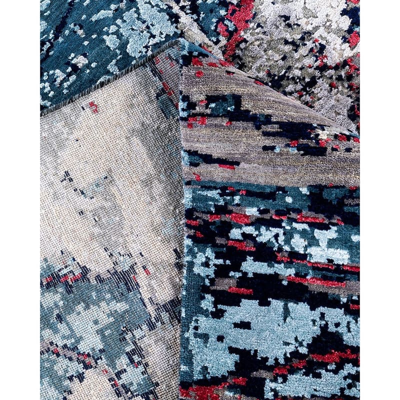 Ikat One-of-a-Kind Hand-Knotted Area Rug, Blue - 8' 2" x 10' 1"