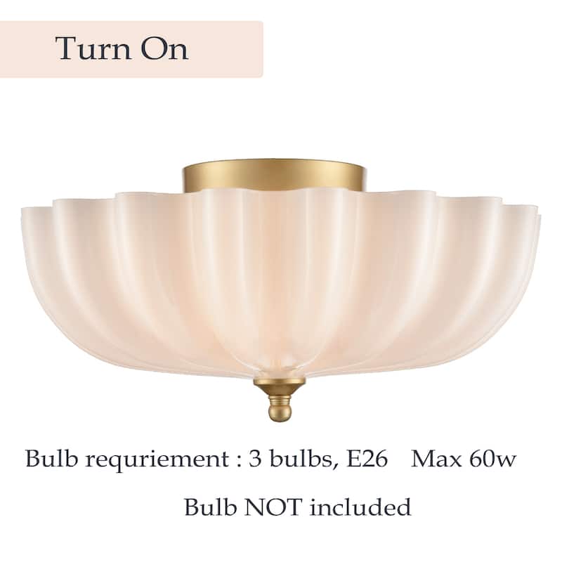Vernazza Flush -Mount Gold Ceiling Light Brass with Milk Glass, 3-Bulbs
