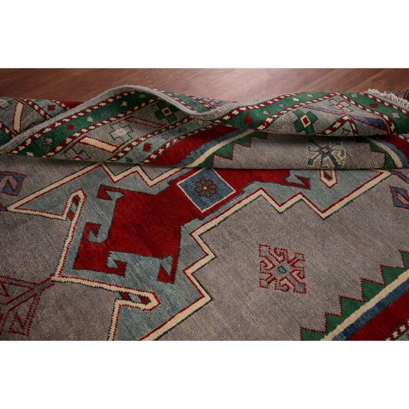 Kazak Oriental Accent Rug Handmade Wool Carpet - 4'3" x 5'8"