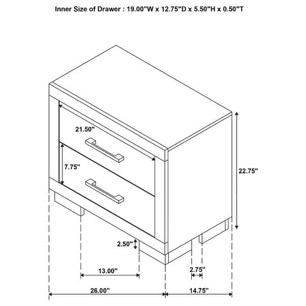 dimension image slide 26 of 28, Jessica 5-piece Platform Bedroom Set with LED Light