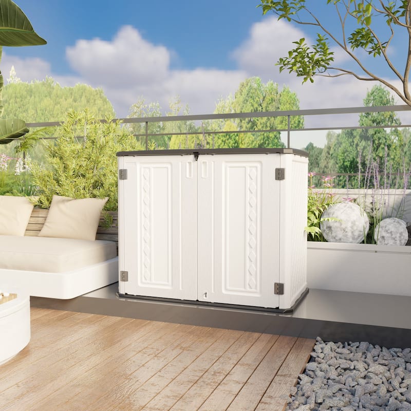 Outdoor Resin Deck Box Storage Shed for Garden,Patios,Backyards,Tools