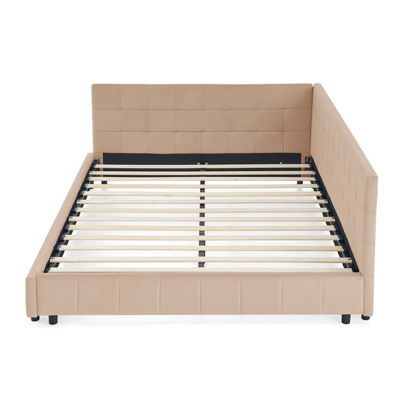 Upholstered Tufted Bed Frame Velvet Fabric Daybed