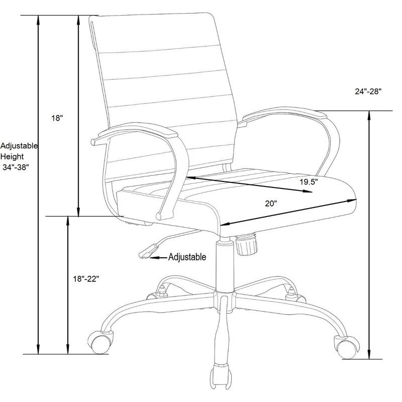 LeisureMod Benmar Mid-Back Swivel Leather Office Chair W/ Chrome Base