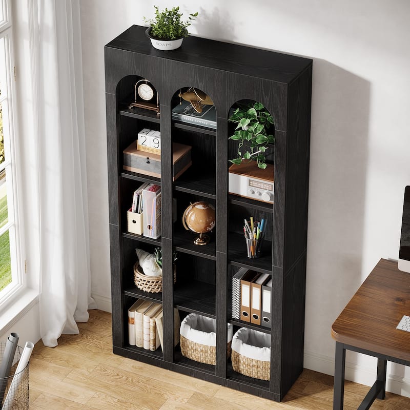 5-Tier Arched Bookshelf, 70.87-Inch Tall Bookcase for Home Office, Living Room - 39.37" W x 11.81" D x 70.87" H