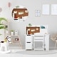 preview thumbnail 2 of 4, White Study Desk and Chair Set - Features Bookshelf, Bulletin Board