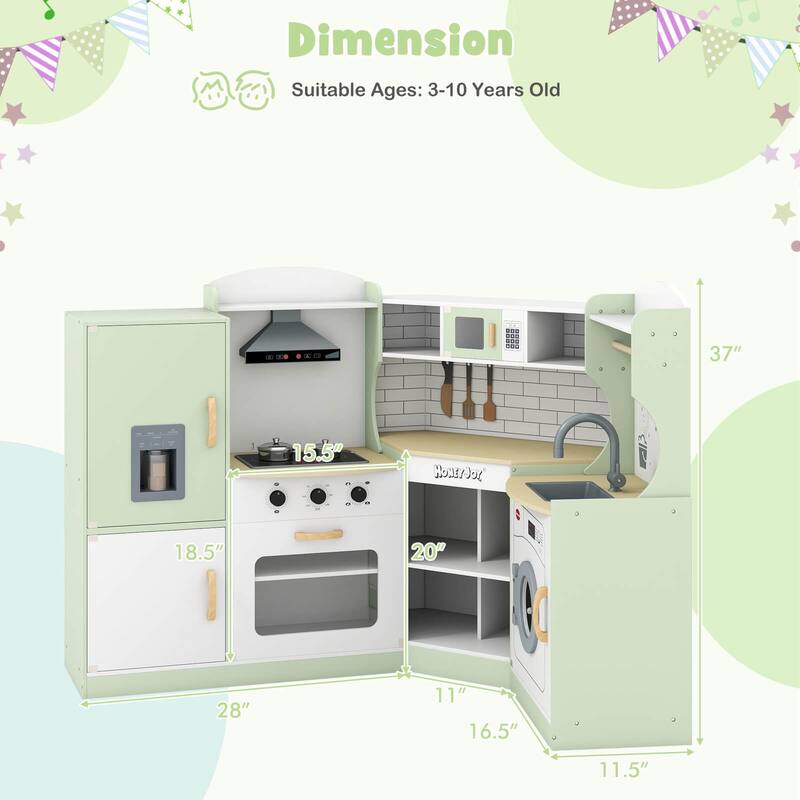 Costway Corner Play Kitchen Toddler Kitchen Playset with Range Hood, - See Details