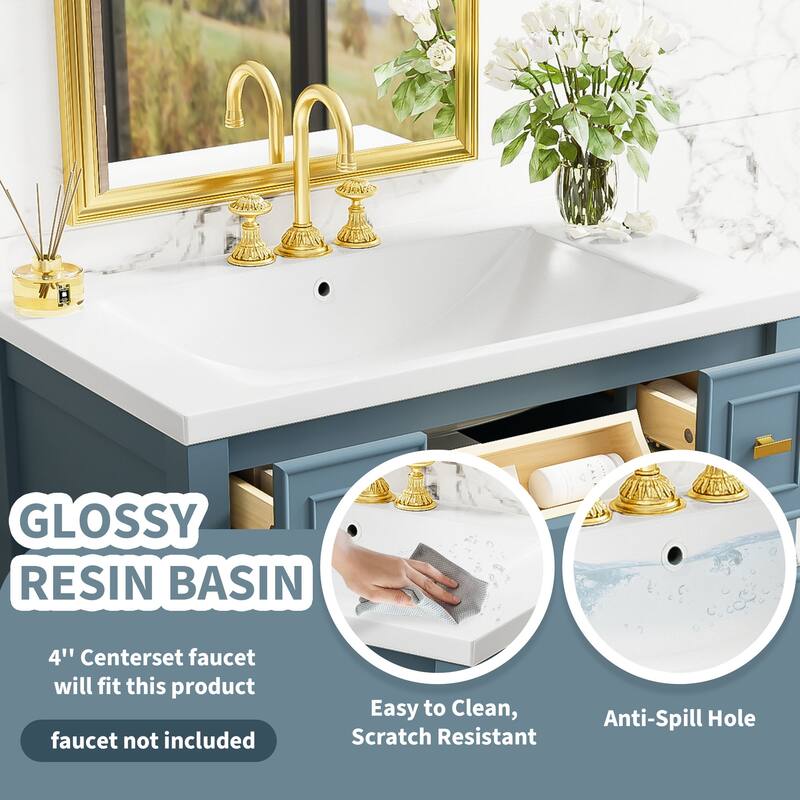 30" Freestanding Bathroom Vanity Set with Integrated Ceramic Sink - 29.56" x 17.79" x 33"