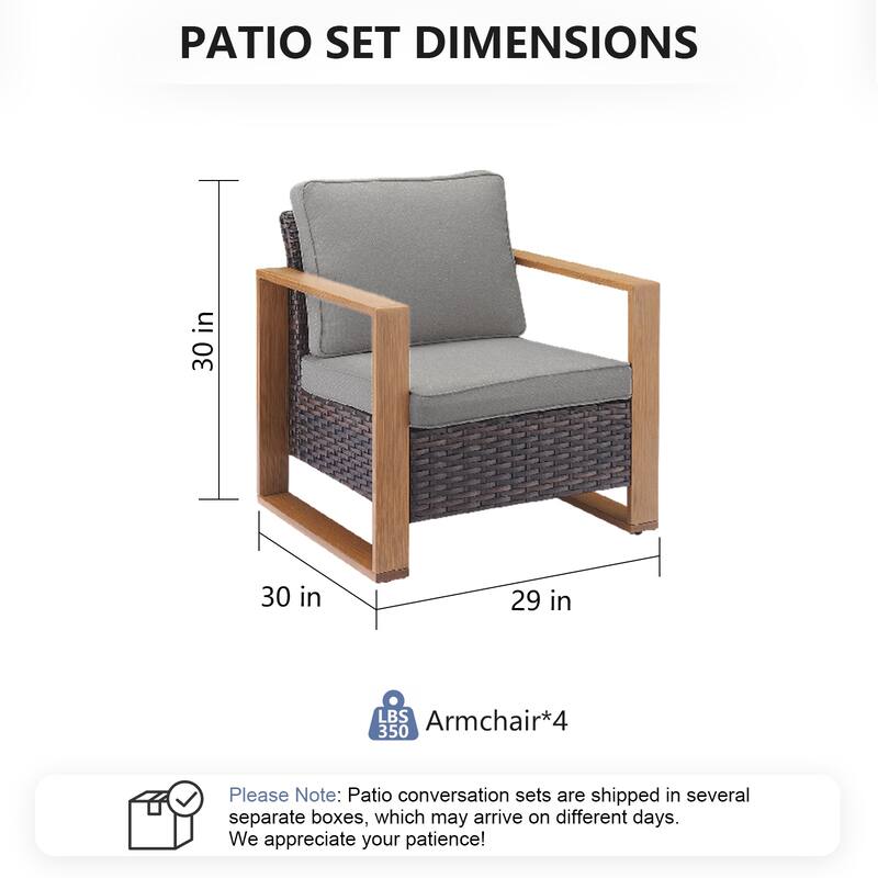Pocassy 4 Pieces Outoor Patio Chairs Club Chair Set