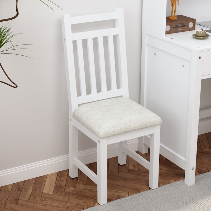 40"Home Executive Desk and Upholstered Chair Set with Bookshelf, Computer Desk with Four Drawers, Storage Shelf, and Chair