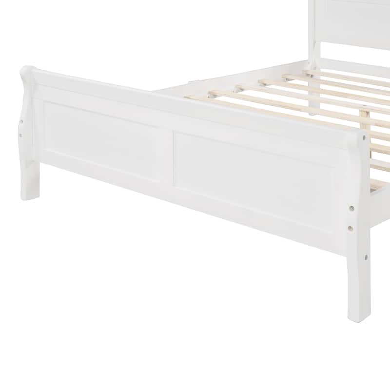 Queen Size Wood Platform Bed with Headboard and Wooden Slat Support