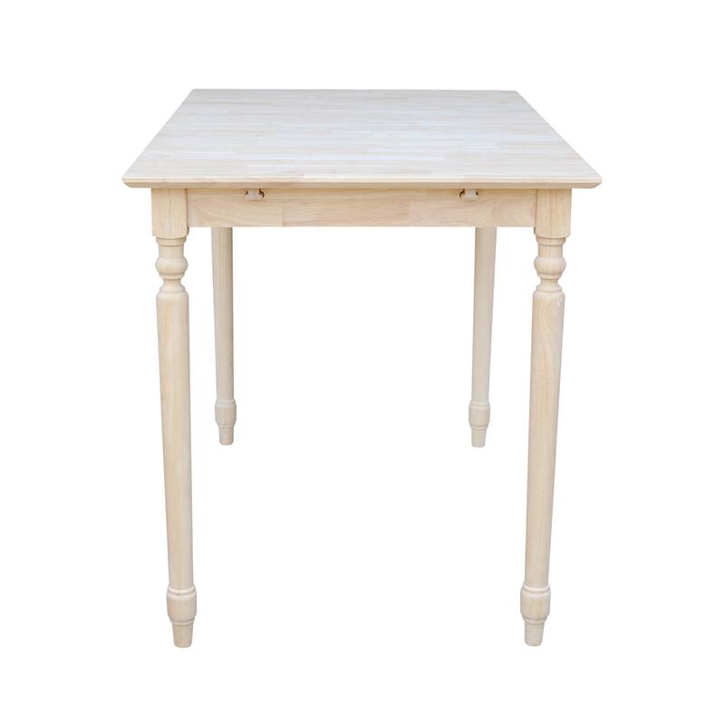 International Concepts 32-inch Wide Unfinished Turned Style Parawood Counter Height Dining Table with Butterfly Extension