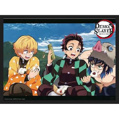 Demon Slayer Tanjiro, Zenitsu and Inosuke Framed Poster - 24 x 36 Inch