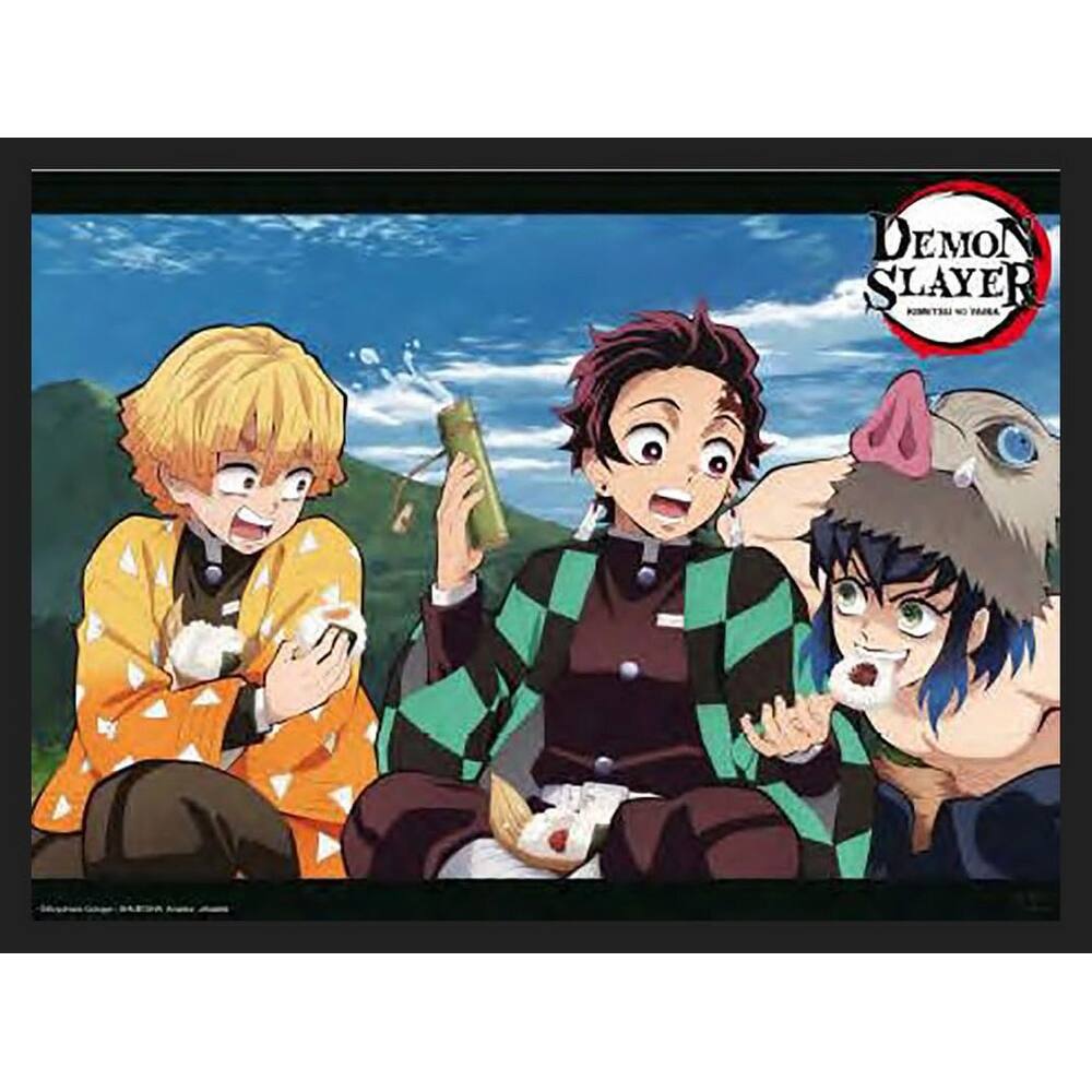 Demon Slayer Tanjiro, Zenitsu and Inosuke Framed Poster - 24 x 36 Inch