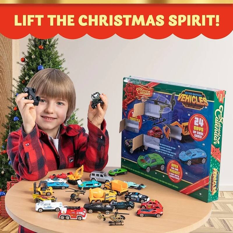 Die Cast Vehicle Advent Calendar: Fun Countdown to Christmas, Premium Quality Daily Surprises for Kids - Multicolor