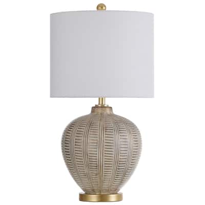 StyleCraft Baffo Gold and Cream Resin with Antiqued Brass Metal Table Lamp