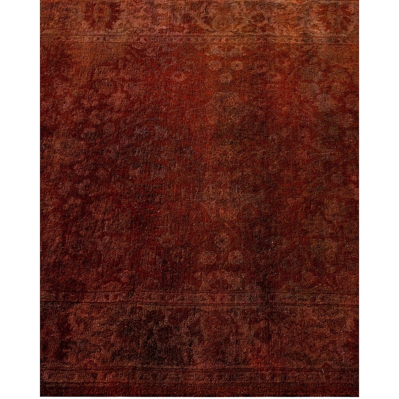 Overton Hand Knotted Wool Vintage Inspired Modern Contemporary Overdyed Brown Runner Rug - 2' 7" x 8' 5"