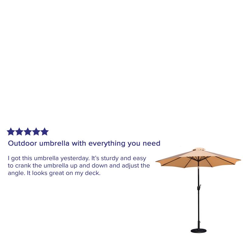 9 FT Round Umbrella - 1.5" Diameter Aluminum Pole - Crank and Tilt Function